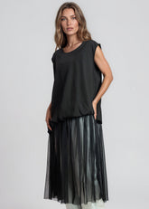 Mesh Hem Bubble Tank Top Tank Tops Kate Hewko Black One size 