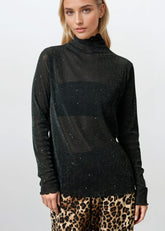 Mesh Sparkle Mock Neck Long Sleeve Long Sleeve Tees Kate Hewko 