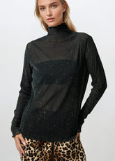 Mesh Sparkle Mock Neck Long Sleeve Long Sleeve Tees Kate Hewko 