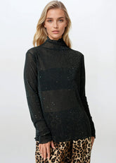 Mesh Sparkle Mock Neck Long Sleeve Long Sleeve Tees Kate Hewko 