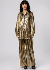 Metallic Croc Button Up Pant Set Two Piece Sets Kate Hewko 