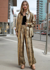 Metallic Croc Button Up Pant Set Two Piece Sets Kate Hewko 