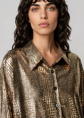 Metallic Croc Button Up Pant Set Two Piece Sets Kate Hewko 