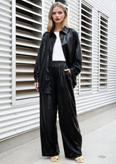 Metallic Croc Button Up Pant Set Two Piece Sets Kate Hewko 