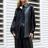 Metallic Croc Button Up Pant Set Two Piece Sets Kate Hewko Black One size 
