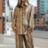 Metallic Croc Button Up Pant Set Two Piece Sets Kate Hewko Gold One size 
