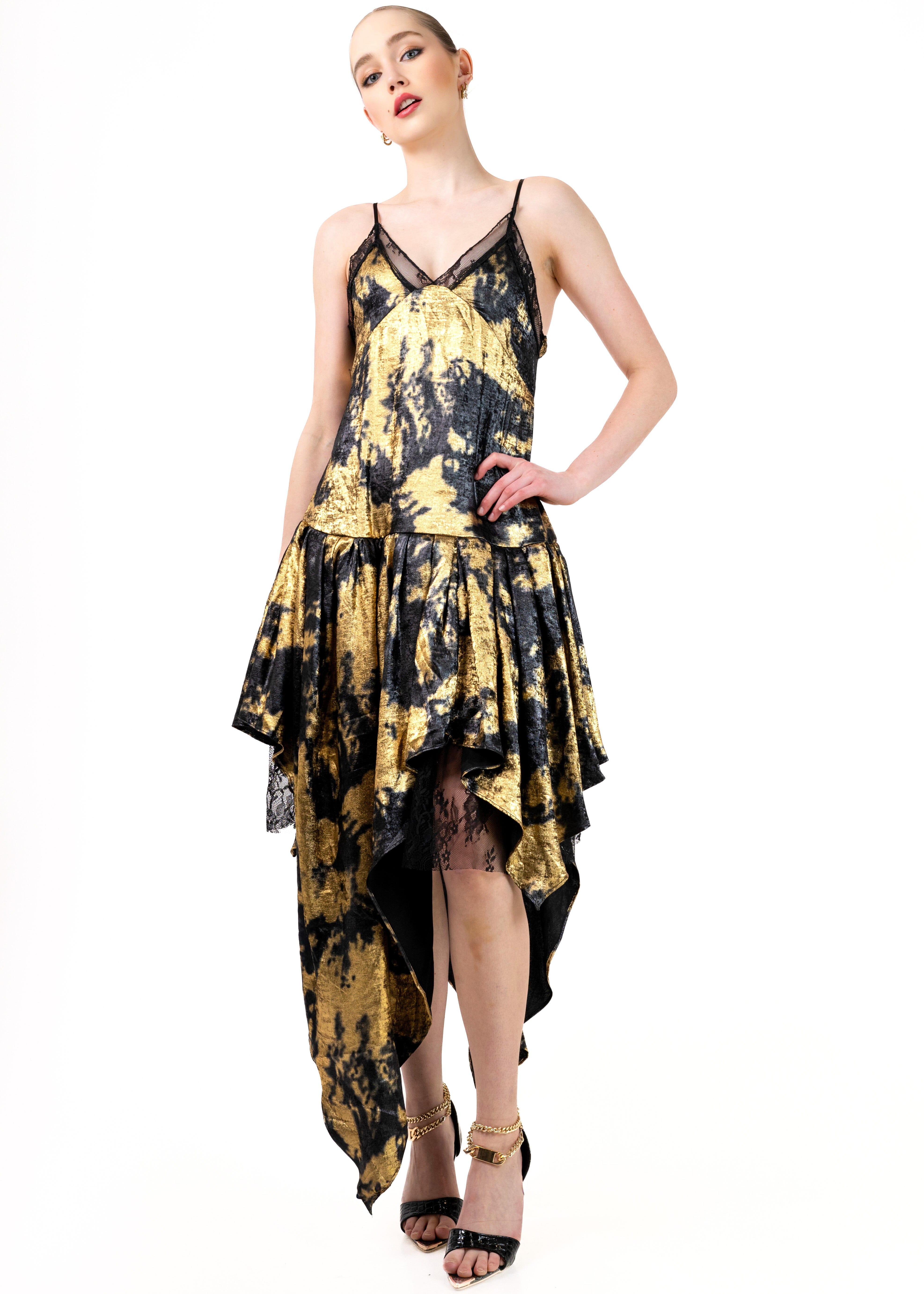 Metallic Draped Midi Dress Dresses Kate Hewko 