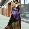Metallic Pleated Colorblock Halter Dress Dresses Kate Hewko 