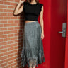 Metallic Pleated Tassel Midi Skirt Skirts Kate Hewko 