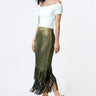 Metallic Pleated Tassel Midi Skirt Skirts Kate Hewko Gold One size 