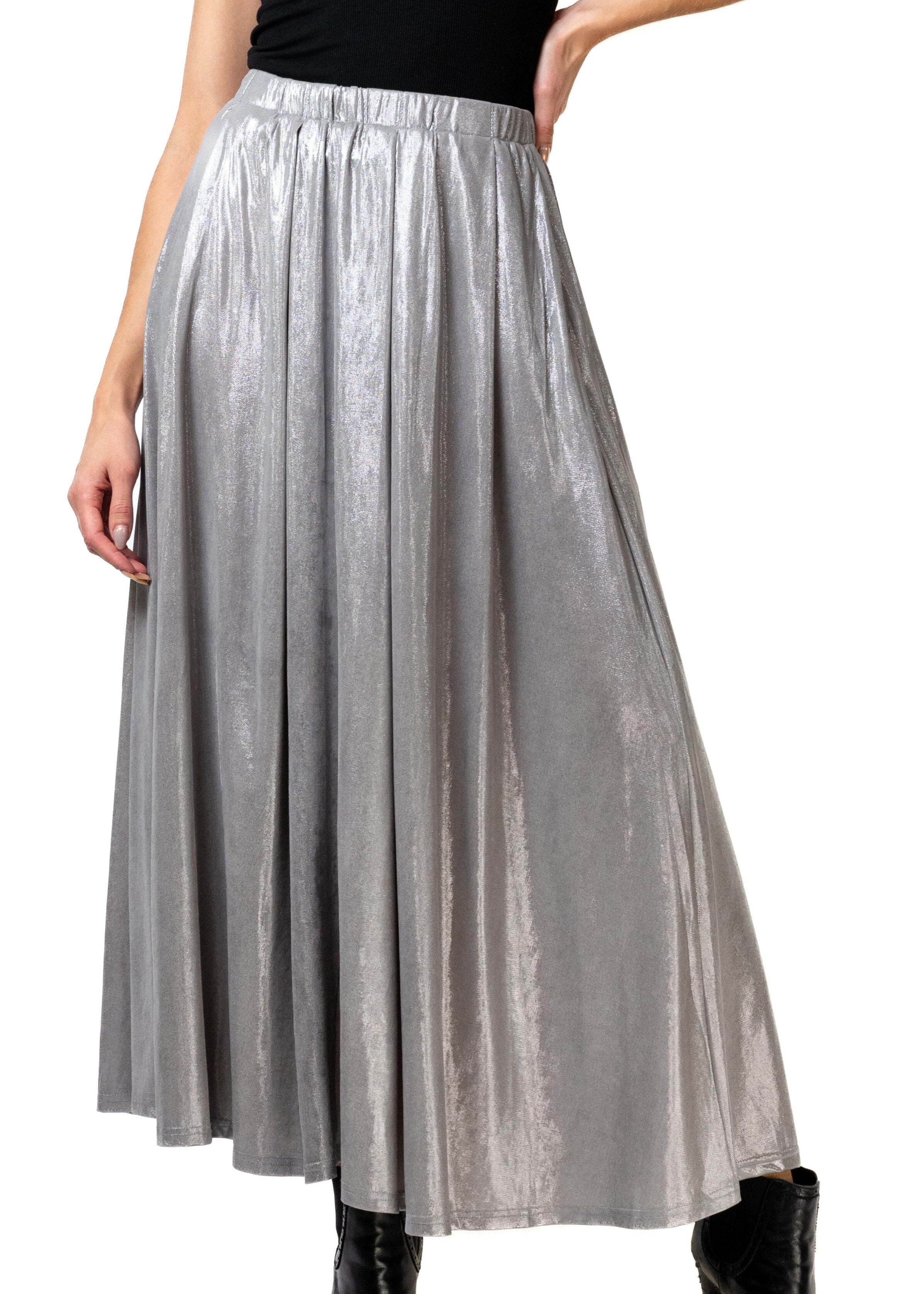 Metallic Silver Midi Skirt Kate Hewko metallic-silver-midi-skirt-kate-hewko