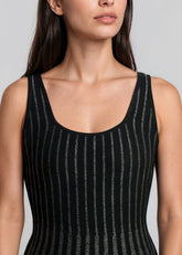 Metallic Striped Skater Dress Dresses Kate Hewko 