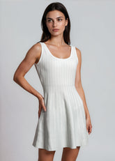Metallic Striped Skater Dress Dresses Kate Hewko 