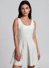 Metallic Striped Skater Dress Dresses Kate Hewko 