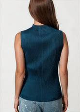 Mock Neck Pleated Tank Top Tank Tops Kate Hewko 