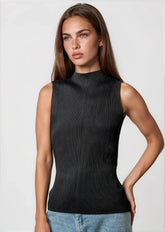 Mock Neck Pleated Tank Top Tank Tops Kate Hewko 