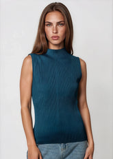 Mock Neck Pleated Tank Top Tank Tops Kate Hewko 