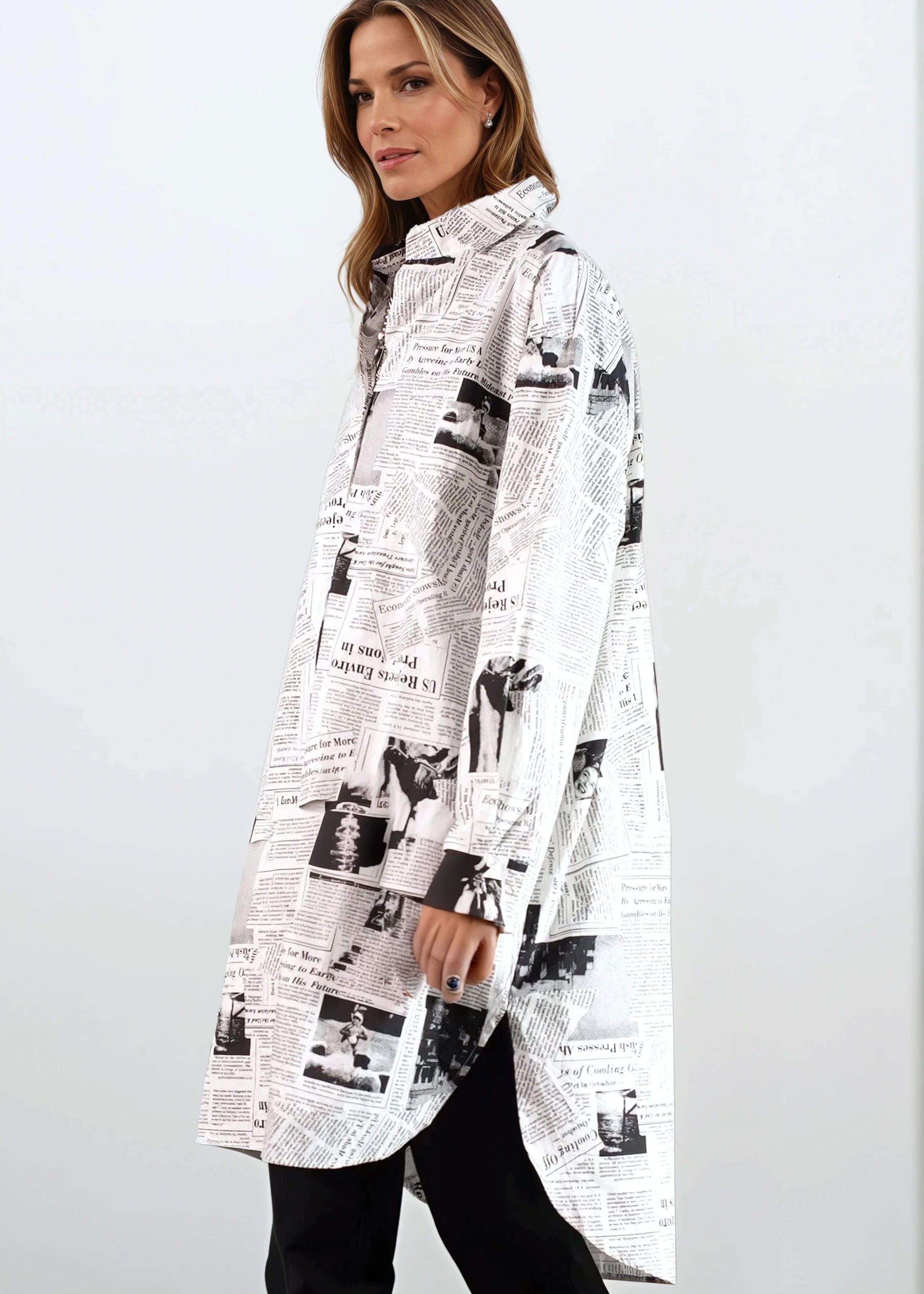 newspaper dress shirt Newspaper Print Button Down Shirt