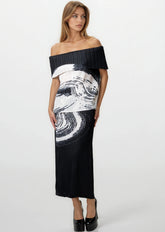 Off Shoulder Abstract Skirt Set Two Piece Sets Kate Hewko 