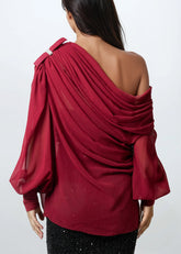 Off Shoulder Sheer Drape Blouse Blouses Kate Hewko 