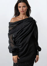 Off Shoulder Sheer Drape Blouse Blouses Kate Hewko 