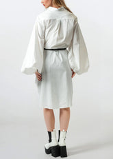 oversized belted shirt dress Black Woven Oversized Utility Belted Shirt Dress
