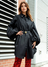 Oversized Balloon Sleeve Belted Dress Shirt Layering Pieces Kate Hewko 