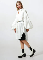 Oversized Balloon Sleeve Belted Dress Shirt Layering Pieces Kate Hewko 