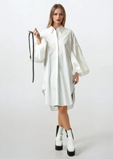 Oversized Balloon Sleeve Belted Dress Shirt Layering Pieces Kate Hewko 