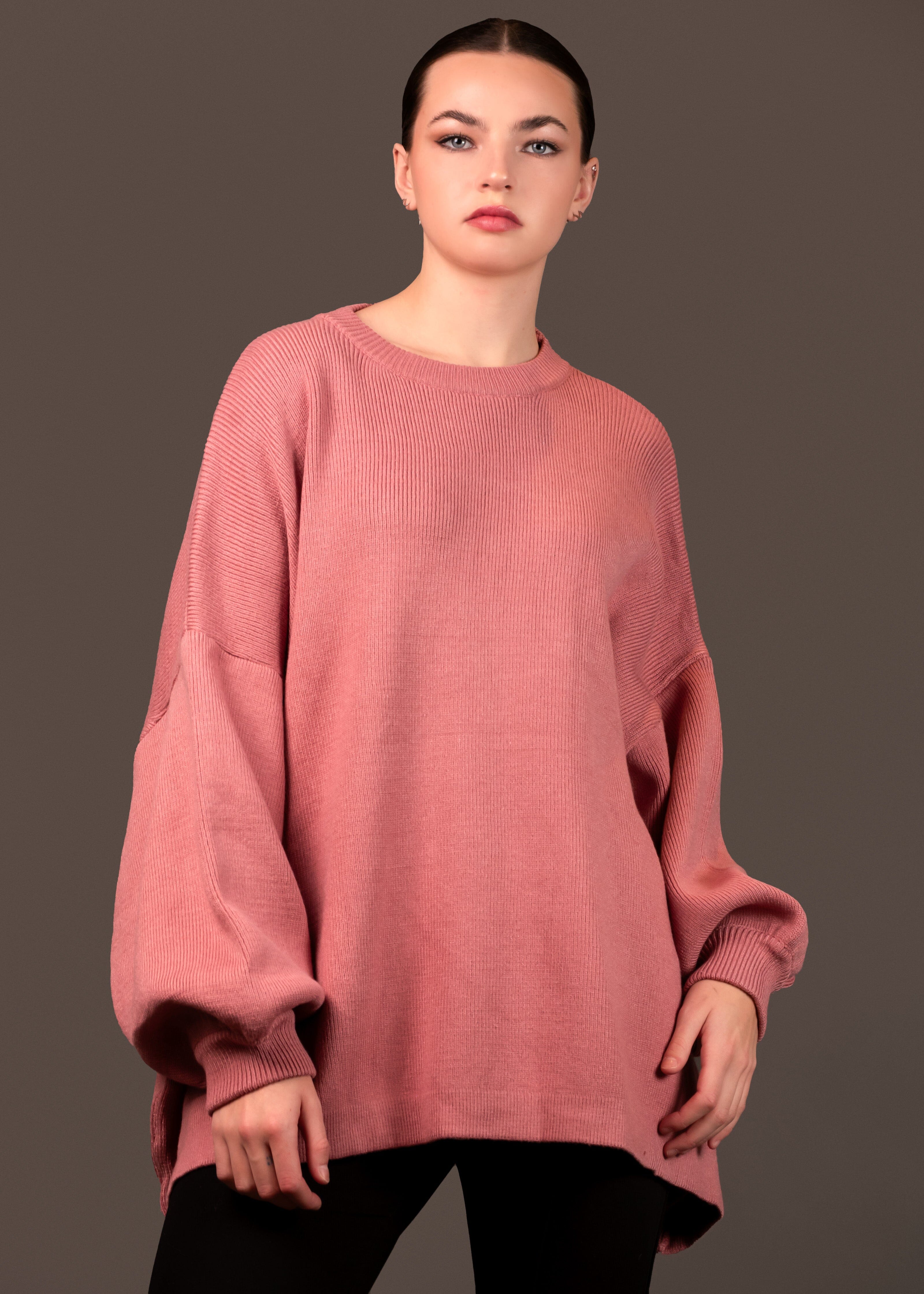 Oversized Balloon Sleeve Sweater Sweaters Kate Hewko One Size Pink 