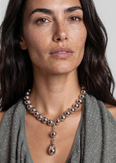 Oversized Bead Drop Necklace Necklaces Kate Hewko Silver 