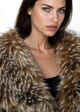 Oversized Lapel Cropped Faux Fur Coat Outerwear Kate Hewko 