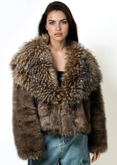 Oversized Lapel Cropped Faux Fur Coat Outerwear Kate Hewko 