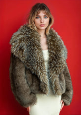 Oversized Lapel Cropped Faux Fur Coat Outerwear Kate Hewko 
