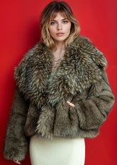Oversized Lapel Cropped Faux Fur Coat Outerwear Kate Hewko 