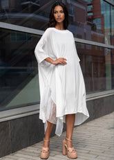 Oversized Ruffle Cut Out Tee Dress Dresses Kate Hewko White One size 