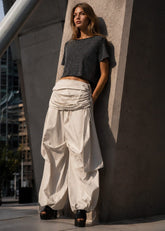 Oversized Wrap Drawstring Trouser Pants Kate Hewko Cream S 