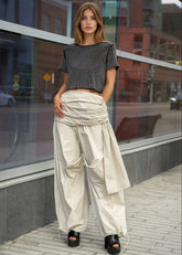 Oversized Wrap Drawstring Trouser Pants Kate Hewko Cream S 