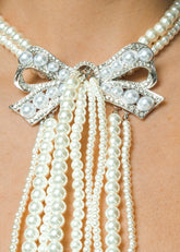 Pearl Bow Tassel Necklace Necklaces Kate Hewko 