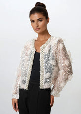 Pearl Embellished Floral Lace Cardigan Layering Pieces Kate Hewko 