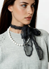 Pearl + Lace Neck Tie Accessories Kate Hewko 