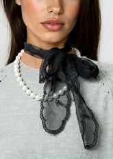 Pearl + Lace Neck Tie Accessories Kate Hewko Black 