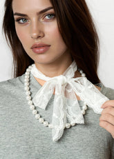 Pearl + Lace Tie Neck Tie Accessories Kate Hewko 