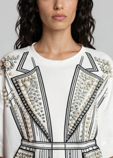 Pearl Studded Tuxedo Printed Tee Tees Kate Hewko 