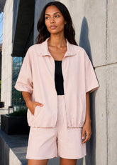 Pink Windbreaker Short Set Two Piece Sets Kate Hewko 