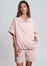Pink Windbreaker Short Set Two Piece Sets Kate Hewko 