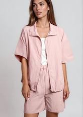 Pink Windbreaker Short Set Two Piece Sets Kate Hewko 