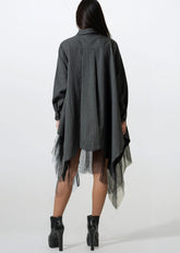 Pinstripe Tulle Hem Button Up Layering Pieces Kate Hewko 