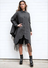 Pinstripe Tulle Hem Button Up Layering Pieces Kate Hewko 