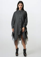 Pinstripe Tulle Hem Button Up Layering Pieces Kate Hewko 